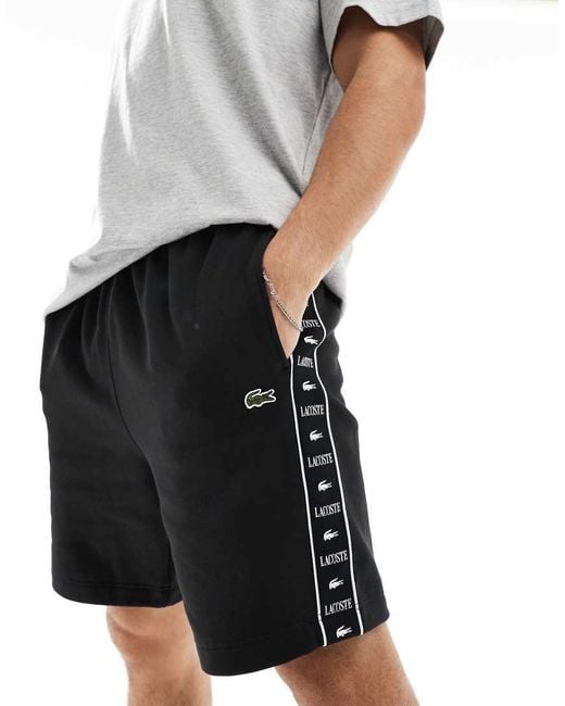 Lacoste Black Taped Jersey Shorts for men