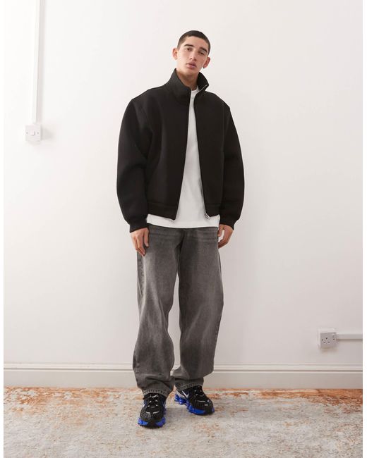 Weekday Black Funnel Neck Jacket for men