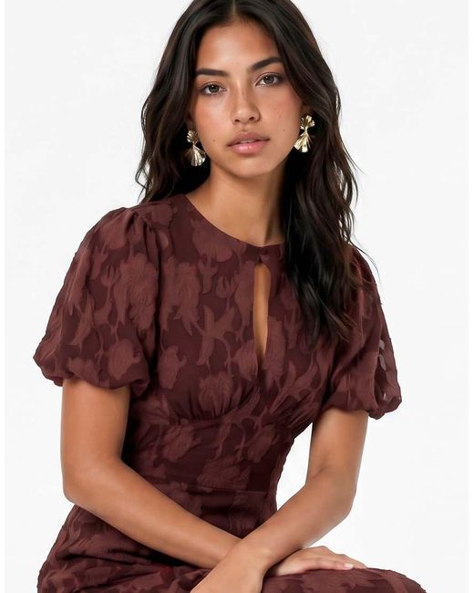 ANAYA Floral Burnout Short Sleeve Tiered Midaxi Dress