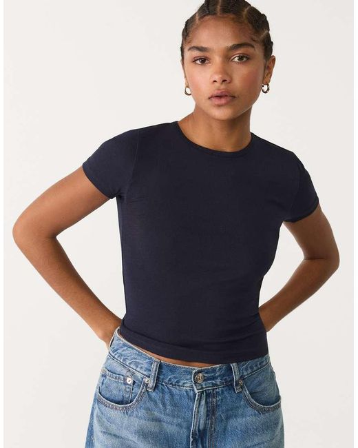 Stradivarius Blue Slim Fit T-shirt