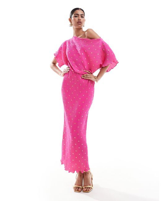 Never Fully Dressed Tilly Fleck Plisse Maxi Dress in Pink | Lyst
