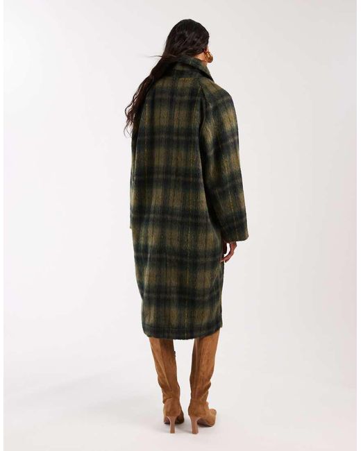 Noisy May Green Brushed Wool Look Maxi Overcoat