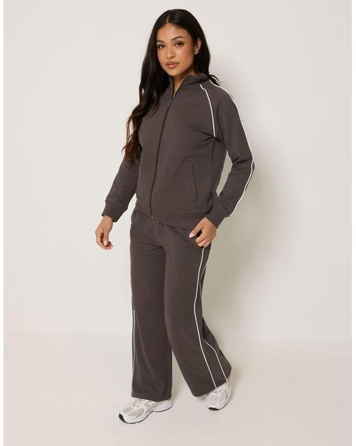 PixieGirl Brown Petite Contrast Zip Jacket