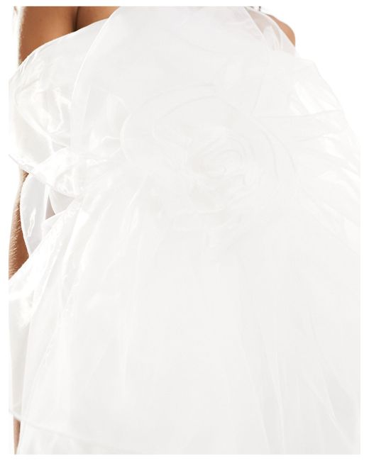 EVER NEW White Bridal Fused Organza Floral Mini Dress
