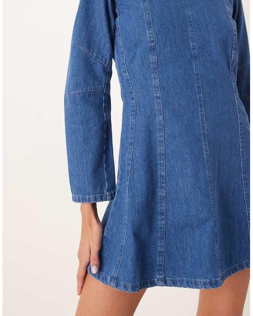 Nobody's Child Blue Alma Denim Cinched Pleat Front Mini Dress
