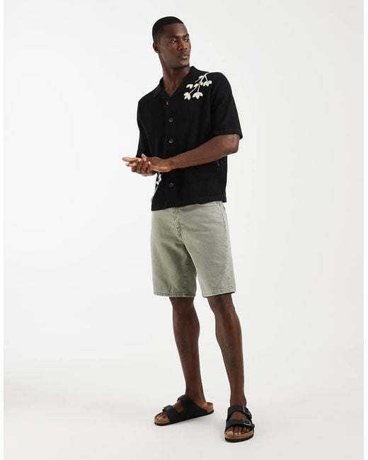 Only & Sons Black Edge Denim Shorts for men