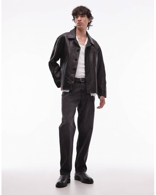 Bradwell - veste boutonnée en cuir AllSaints pour homme en coloris Gray