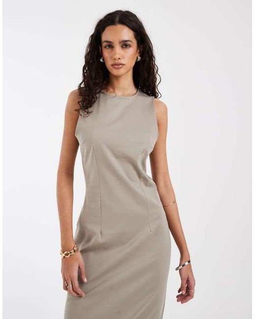 & Other Stories White Sleevless Jersey Maxi Dress With Back Split