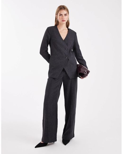 Object Blue Asymmetric Detail Tailored Blazer Co-ord