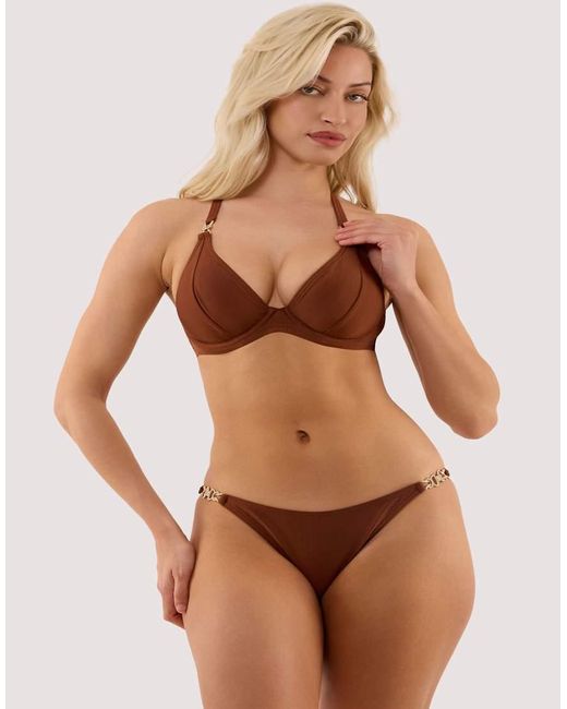 Wolf & Whistle Brown Tamzin Chocolate Tanga Side Bikini Brief With Hardwear