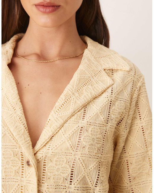 ASOS Natural – locker geschnittenes, halbtransparentes häkel-hemd