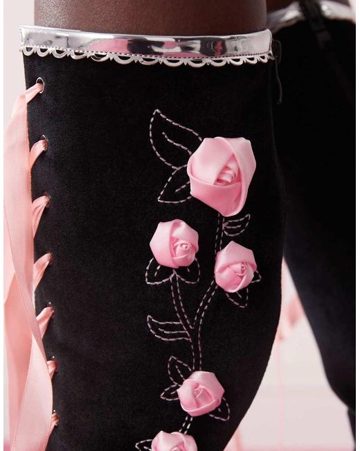 Koi Footwear Pink Koi Guiltless Ghost Lace Up Platform Long Boots