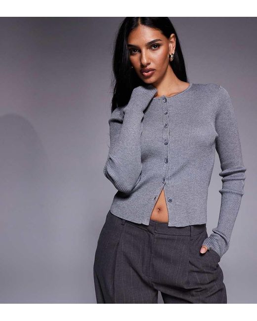 Kaiia Gray Knit Shrunken Cardigan