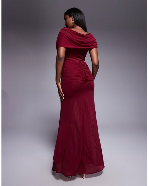 ASOS Purple Premium Carpet Overlay Corset Detail Maxi Dress With Synched Hips