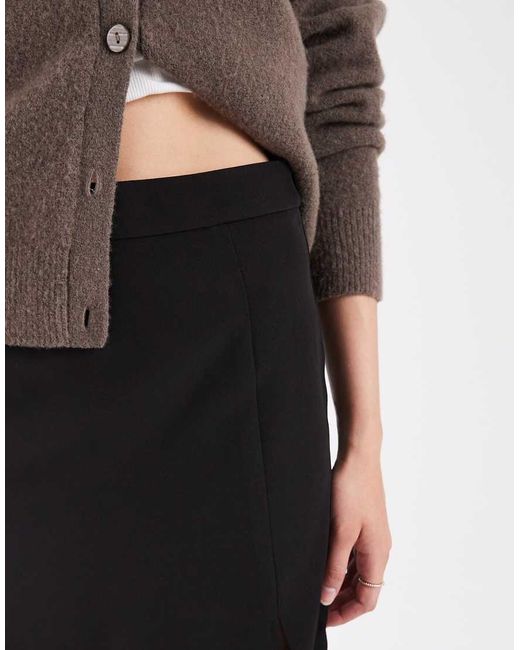 Pieces Black Tailored Notch Front Mini Skirt
