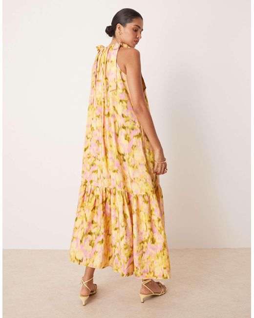 Y.A.S Metallic Tie Shoulder Tiered Hem Detail Maxi Dress