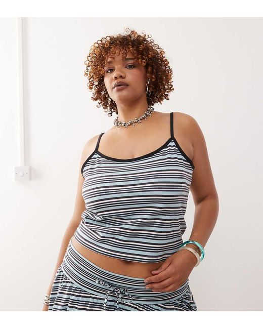 Collusion Blue Plus Mini Stripe Cami Co-Ord