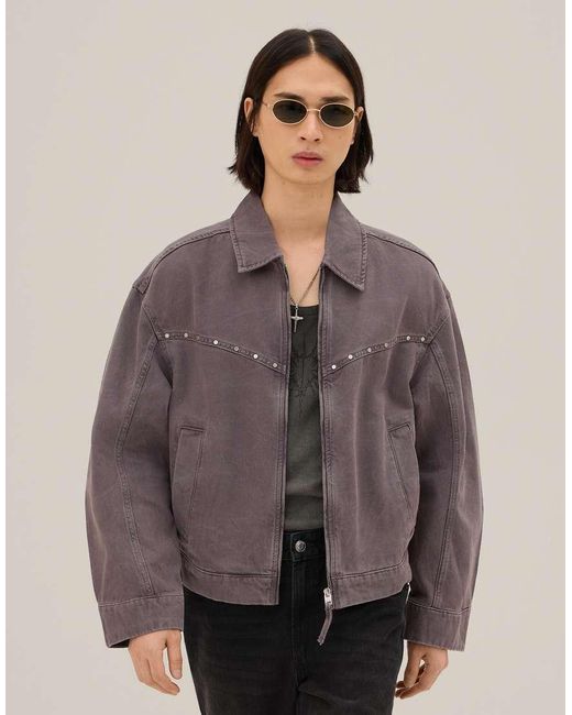 Bershka Brown Studded Jacket for men