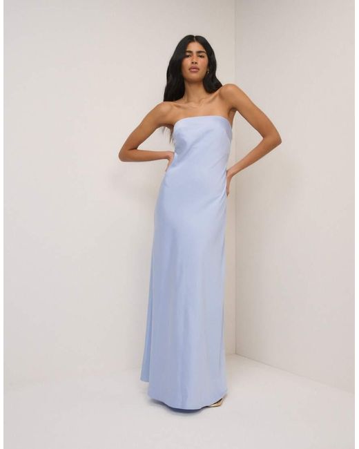 Nobody's Child Blue Arden Satin Bandeau Sleeveless Maxi Dress