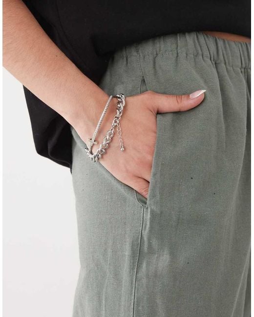Monki White Linen Trousers