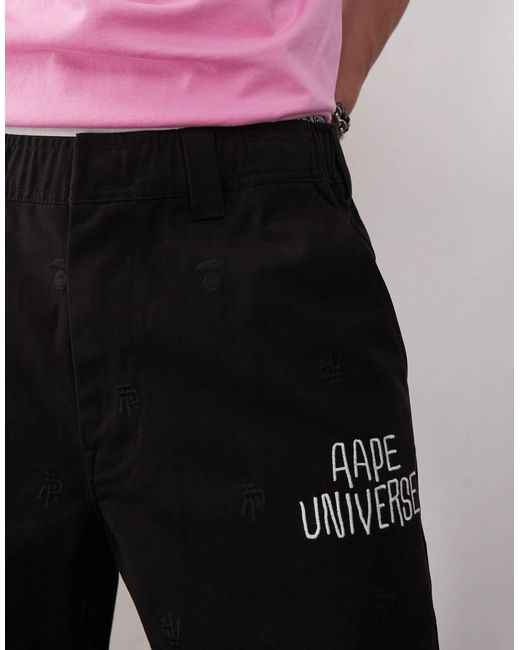 Aape By A Bathing Ape Black Aape By A Bathing Ape Loose Fit Shorts for men