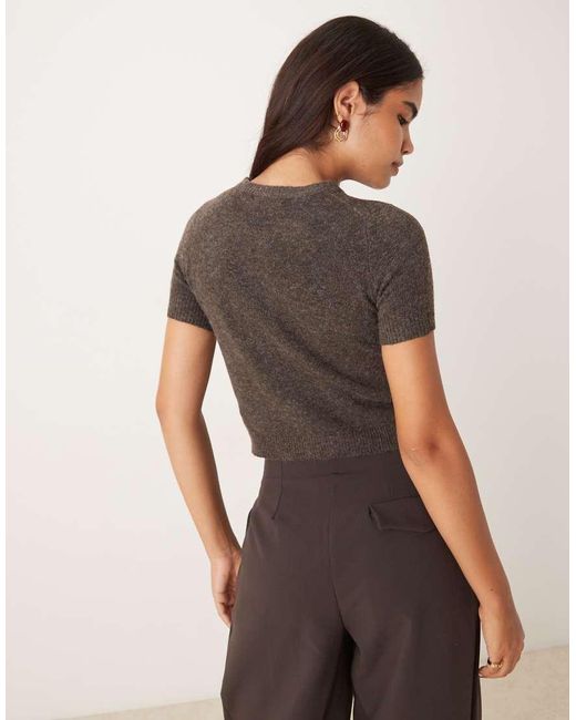 Glamorous Brown Short Sleeve Cardigan