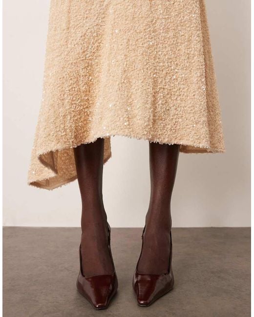 ARRANGE Natural Velvet Allover Sequin Asymmetric Hem Skirt Co-Ord