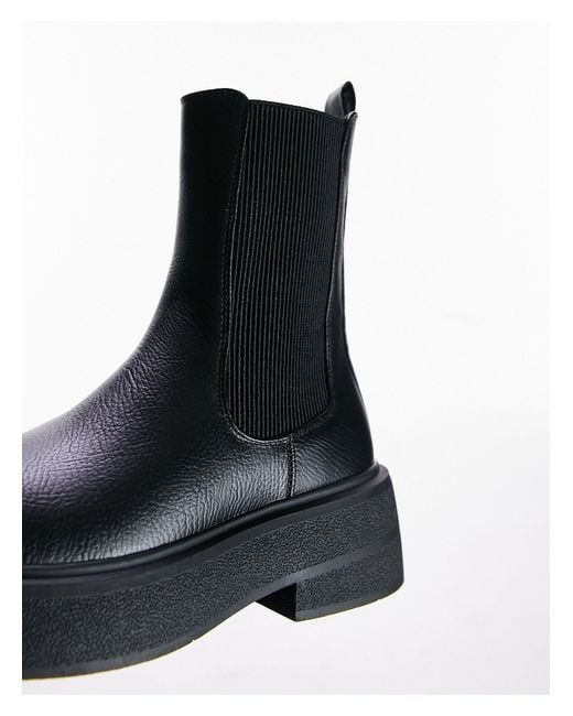 TOPSHOP Black Laya Textured Sole Chelsea Boot