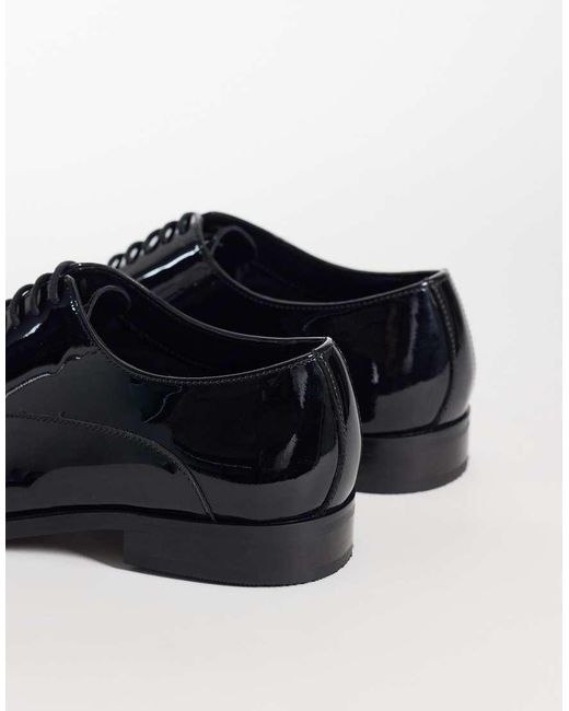 ASOS Black Lace Up Oxford Shoes With Toe Cap for men