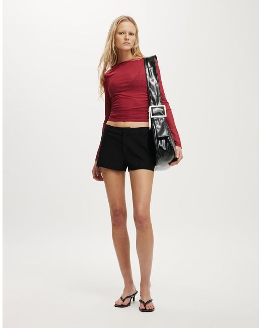 Cotton On Red Ashley Mesh Long Sleeve Top