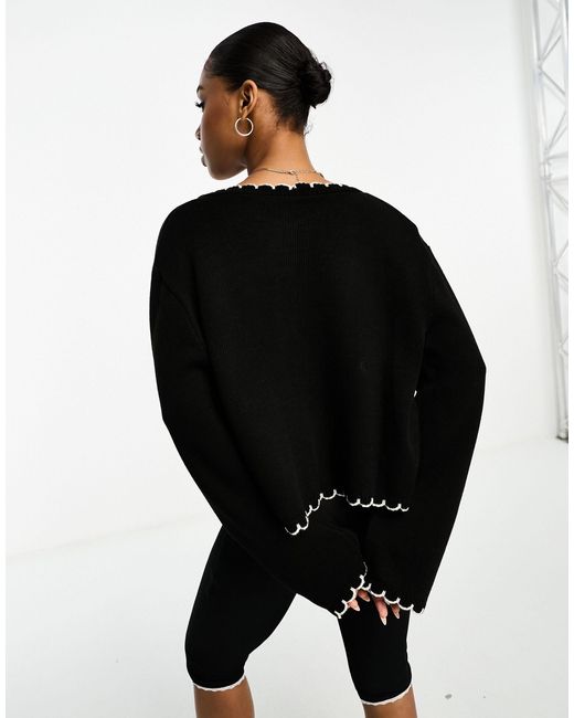 Miss Selfridge Black Asos Design Blanket Stitch Cardigan