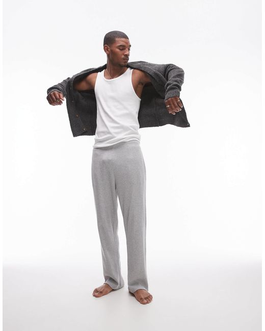 Topman White Lounge Straight Leg Waffle jogger for men