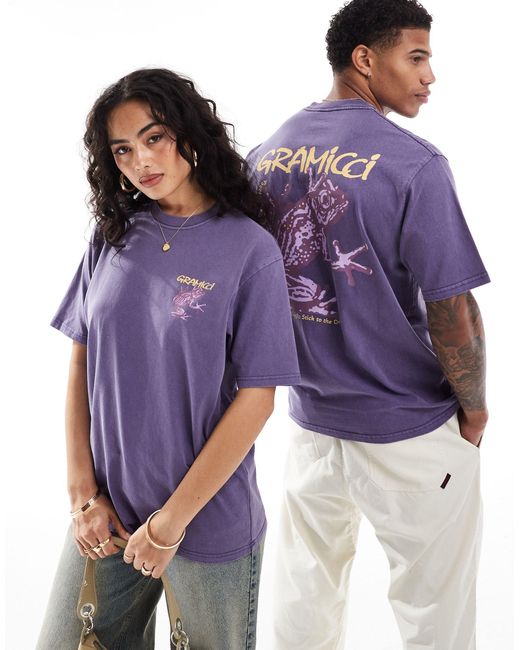 T-shirt unisexe en coton avec imprimé grenouille Gramicci en coloris Purple
