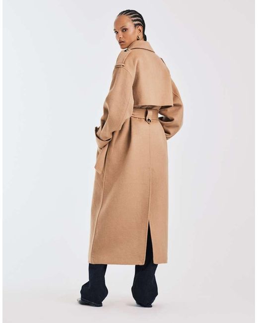 Mango Natural Premium Wool Blend Maxi Trench Coat