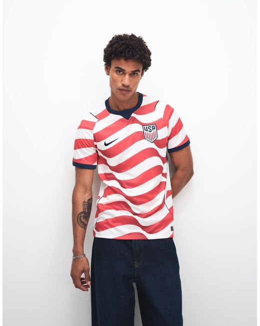 Nike Football Red Nike Usa World Cup Short Sleeve Home Jersey for men