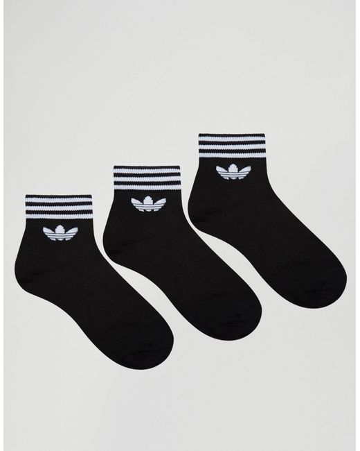 Adidas Originals 3 Pack Ankle Socks In Black Az5523 for men