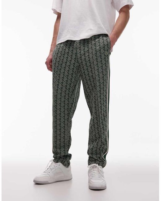Lacoste White Straight Leg Monogram Track Pants for men