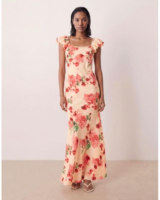 ASOS Pink Ruffle Sleeve Double Layer Shift Dress