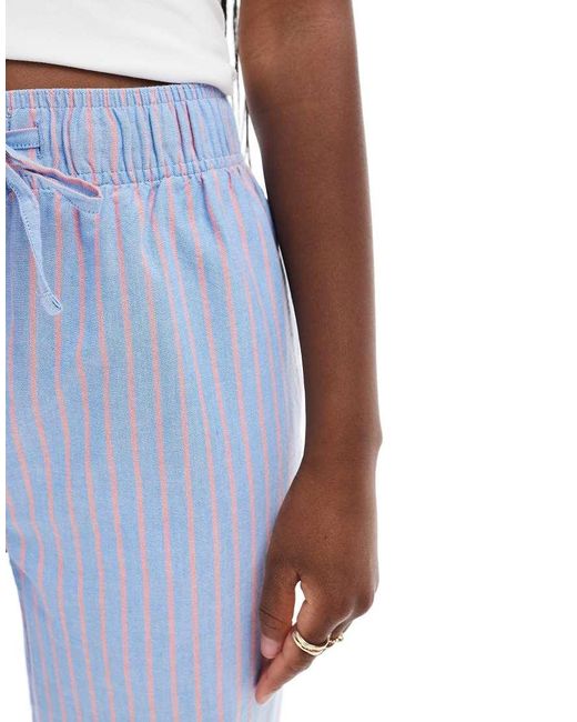 Superdry Blue Cotton Stripe Elasticated Trousers