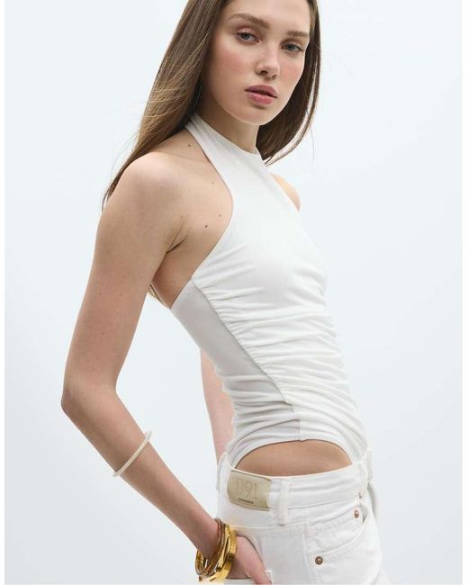 Stradivarius White Halterneck Bodysuit