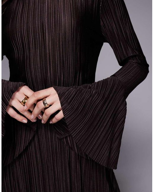 ASOS Black Plisse High Neck Mini Dress