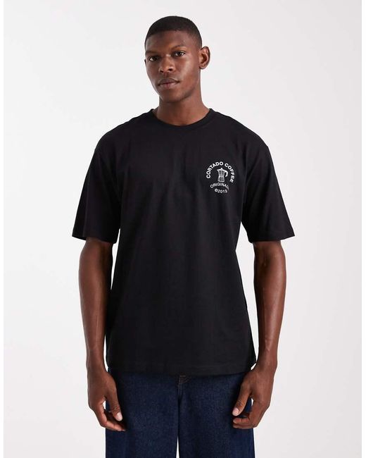 Only & Sons Blue Relaxed Fit T-Shirt With Coffee Back Print for men