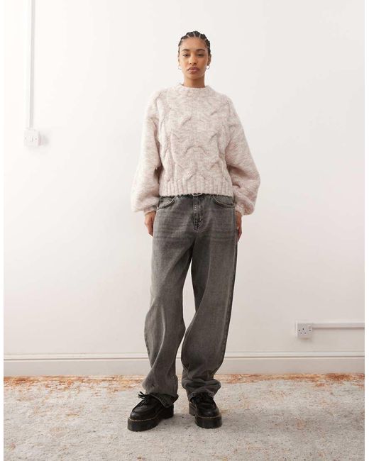 Monki Natural Cable Knit Jumper