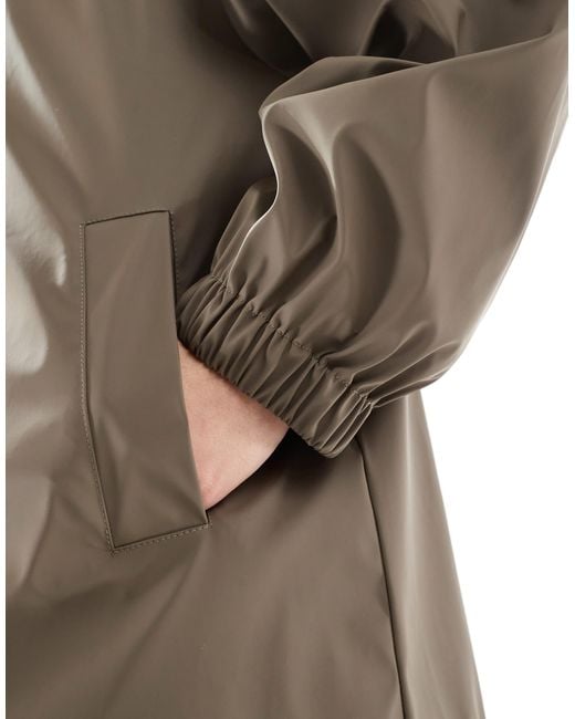 ASOS Blue Mid Length Rubberised Rain Jacket