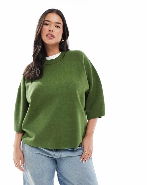 ASOS Green Asos design curve – strukturiertes oversize-t-shirt aus strick