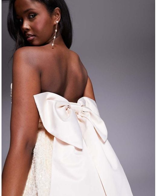 ASOS Purple Sequin Structured Mini Dress With Satin Bow