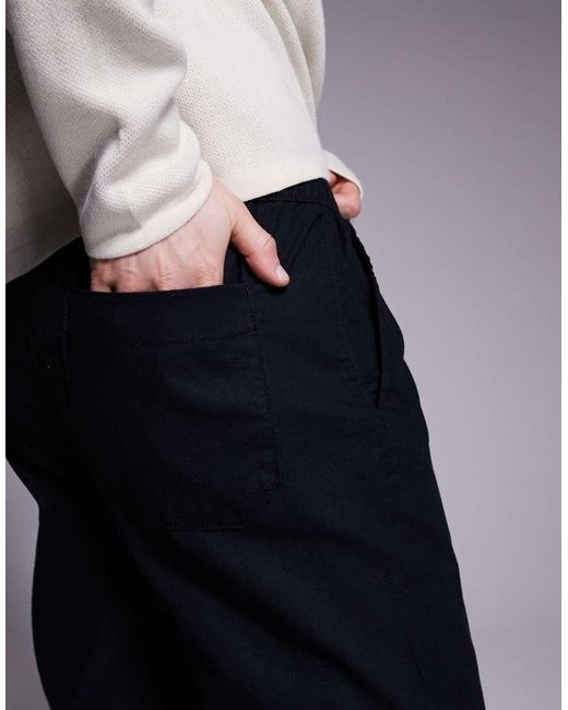 ASOS Smalle Broek Van Linnenmix in het Blue voor heren