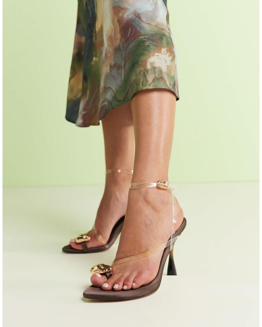 ASOS Natural North High Heeled Sandals With Toe Trim