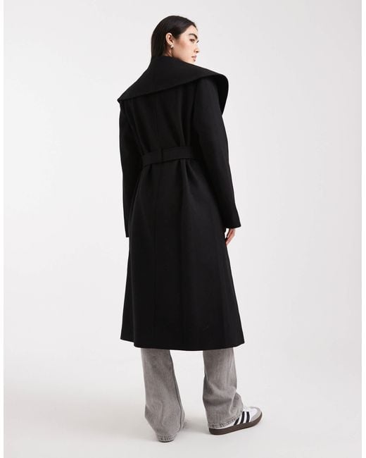 Miss Selfridge Black Formal Wrap Coat