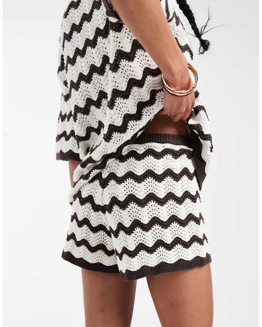 4th & Reckless White Crochet Knit Beach Shorts
